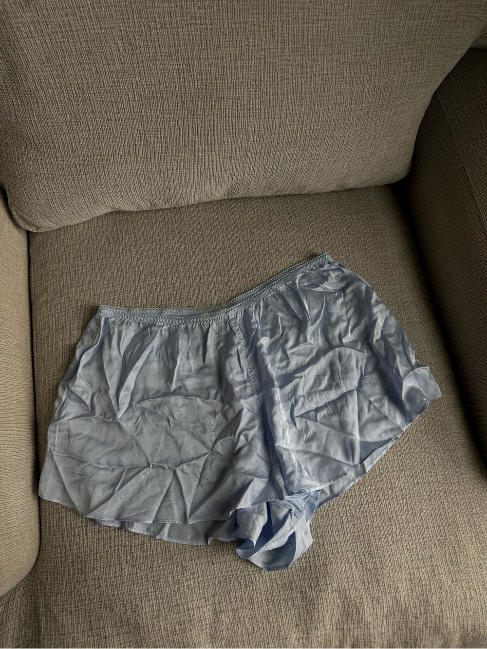 aerie Light Blue Satin Lounge Shorts - Picture 1 of 4